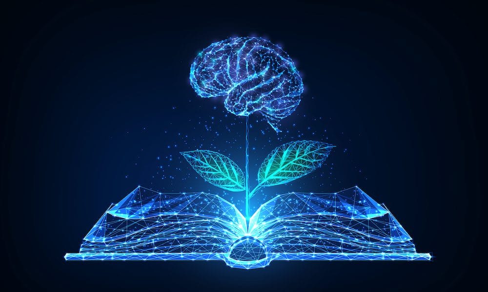 Futuristic knowledge, education, creativity concept with glowing low polygonal open book and plat with brain as a flower Neurologist calls for health services to ‘pay attention’ to brain injury