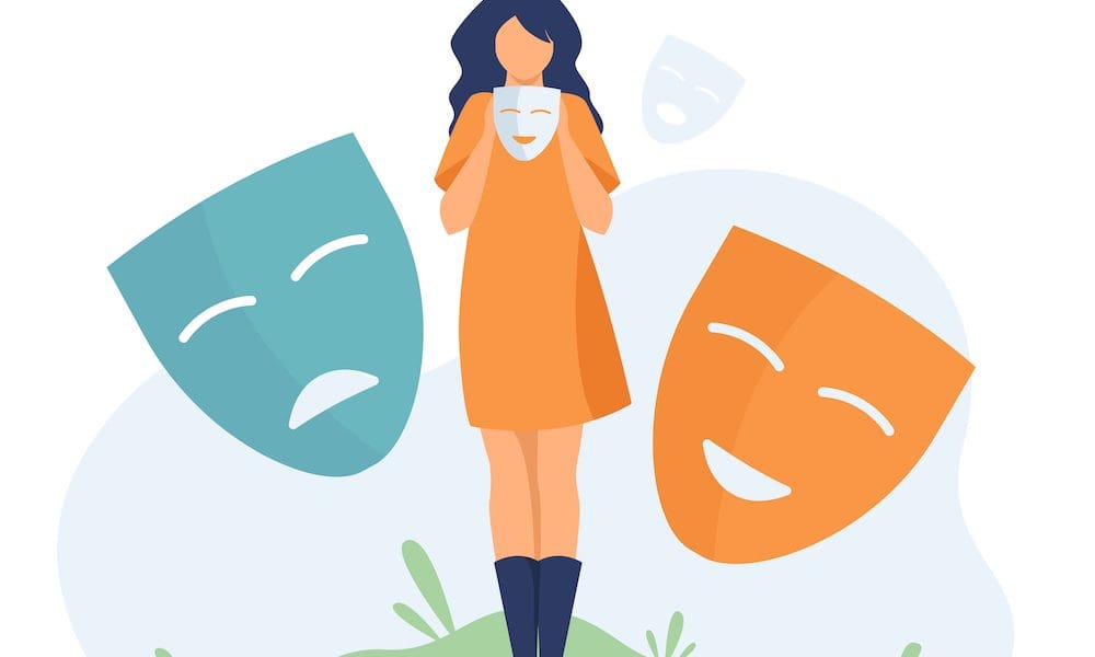 Person covering emotions, searching identity The improv class for people with brain injuries