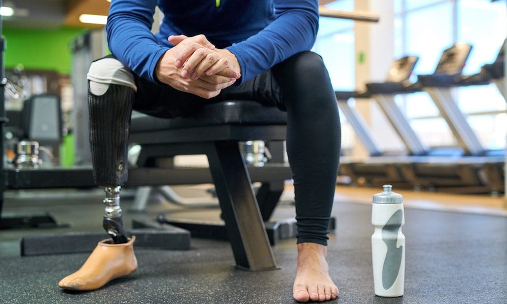 Disabled athlete resting after training Phantom-limb pain reduced through brain power