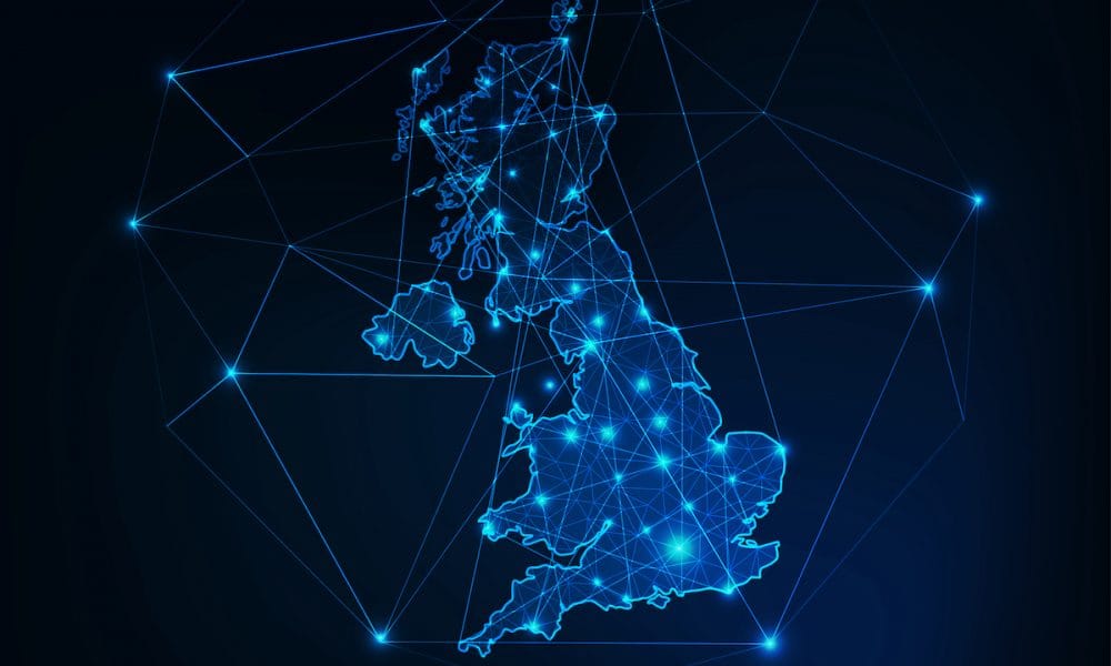 United Kingdom of Great Britain and Northern Ireland map outline. Building a national community