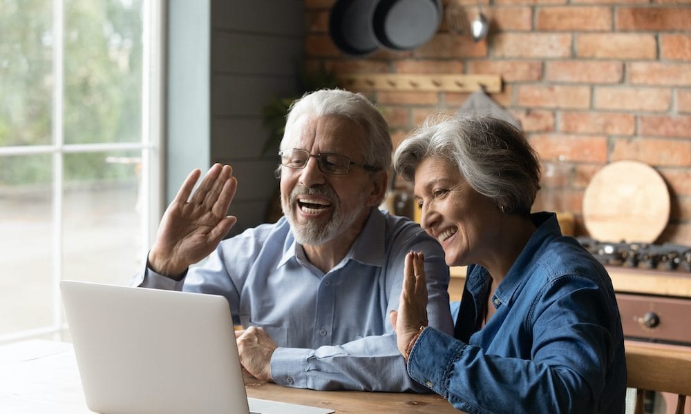 Happy,Emotional,Middle,Aged,Old,Family,Couple,Making,Hello,Gesture, Older people ‘more positive than young people’