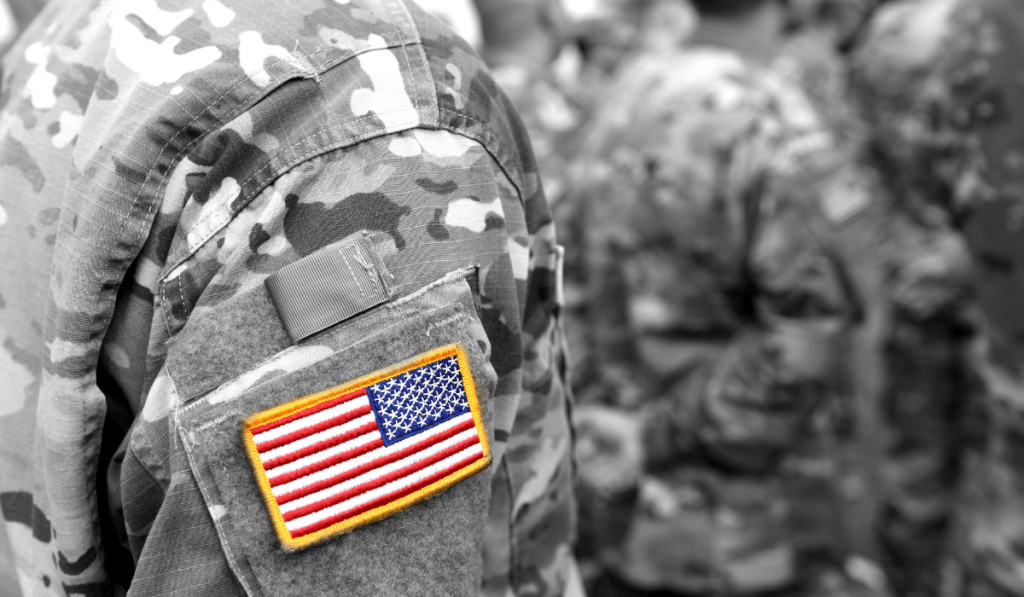 The shoulder of a US veteran taking part in a study on traumatic brain injury