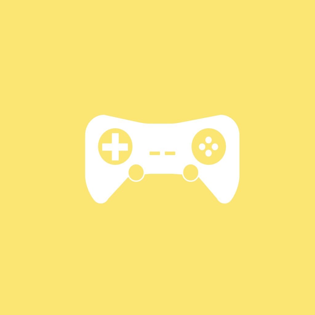 Enter player one: a yellow cartoon game controller on a white background
