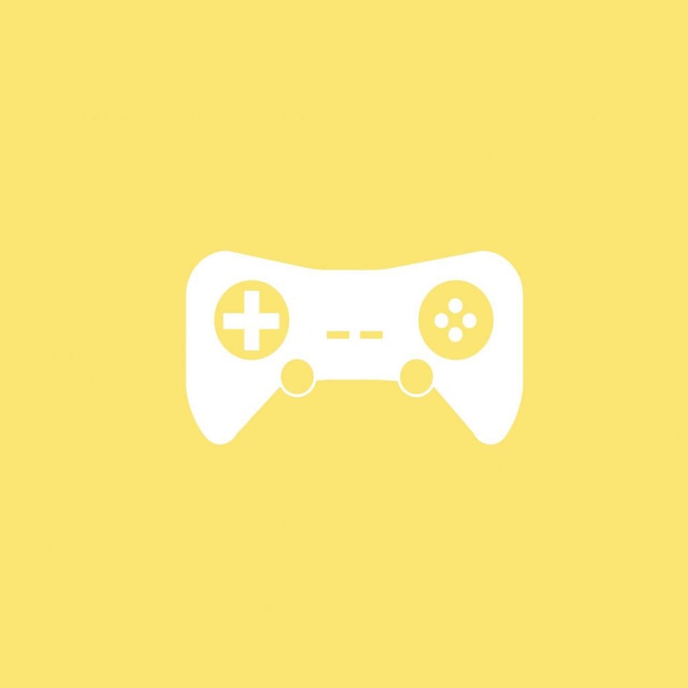 Enter player one: a yellow cartoon game controller on a white background