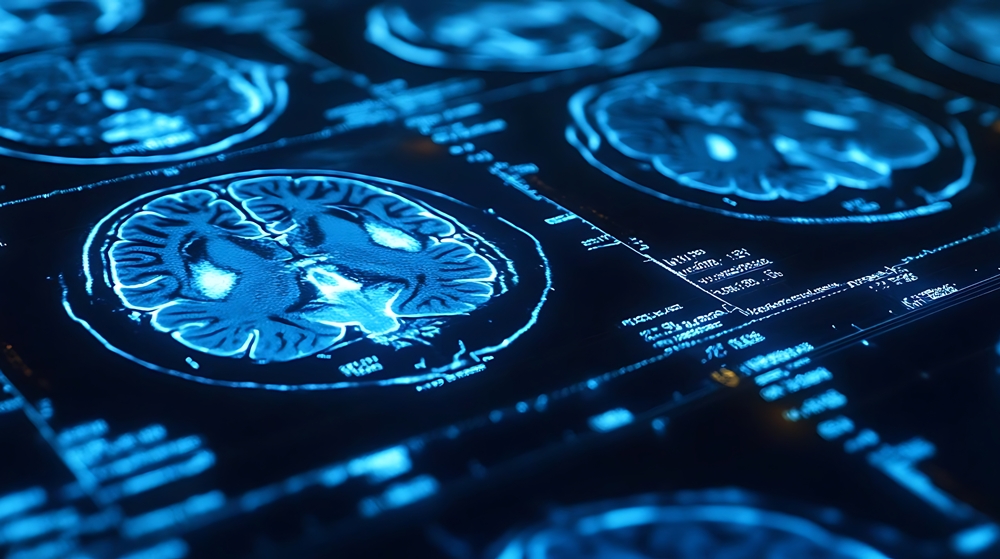 Blue Medical Brain Scan Image – MRI Scan of the Brain SAS veterans fly to US for TBI treatment