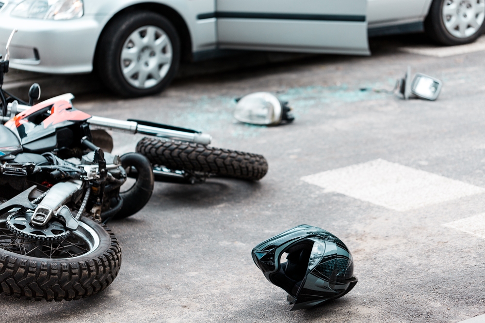 Overturned motorcycle after collision Motorcycle collisions: What happens when a ride goes wrong?